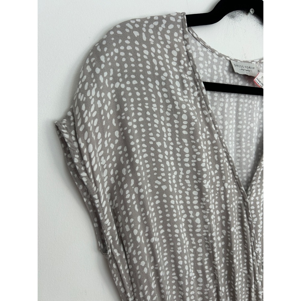 NWT Dress Forum Los Angeles Taupe White Dotted Jumpsuit V-Neck Jogger Small - Picture 3 of 15